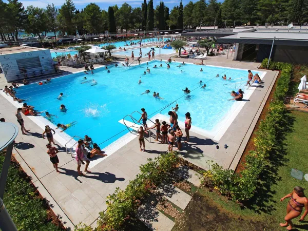 Panoramica della piscina del Roan camping Valkanela.