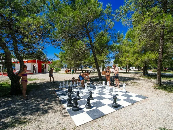 Grande set di scacchi al campeggio Roan di Zaton Holiday Resort.