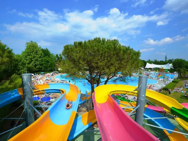 Scivoli d'acqua nella piscina del campeggio Roan Bella Italia.