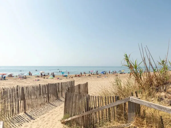 La bellissima spiaggia di sabbia del campeggio Roan Le Castellas.