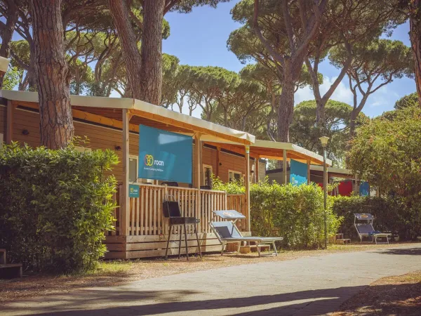 Strada con Premium Lounge 2 camere da letto case mobili al Roan campeggio hu Park Albatros village.