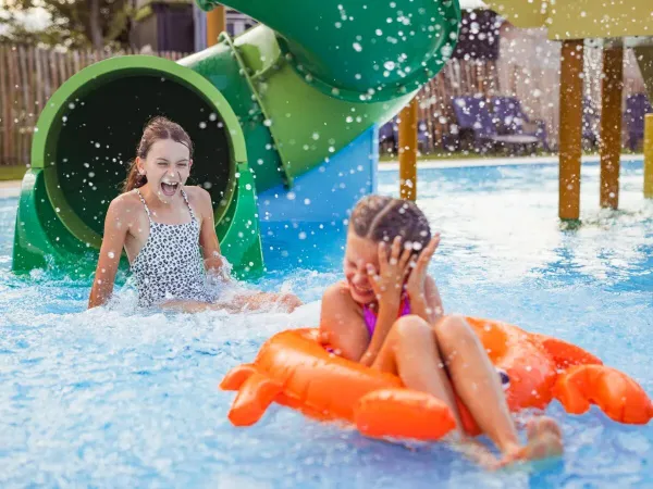 Le ragazze si divertono in piscina al campeggio Roan Marvilla Parks Kaatsheuvel.