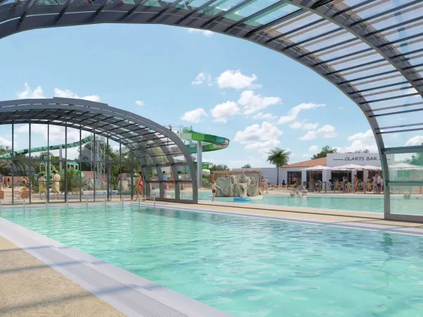 La nuova piscina coperta nel 2025 al campeggio Roan Le Domaine du Clarys.