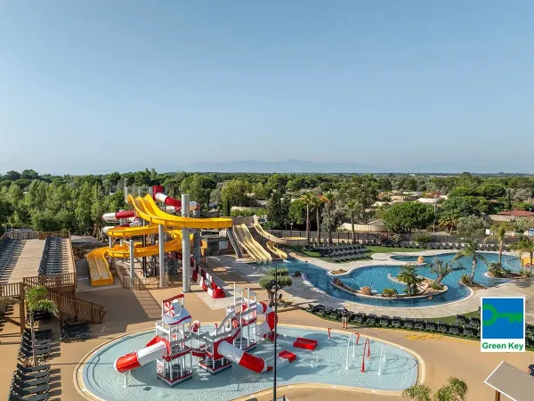 Panoramica del parco acquatico Roan camping Les Dunes