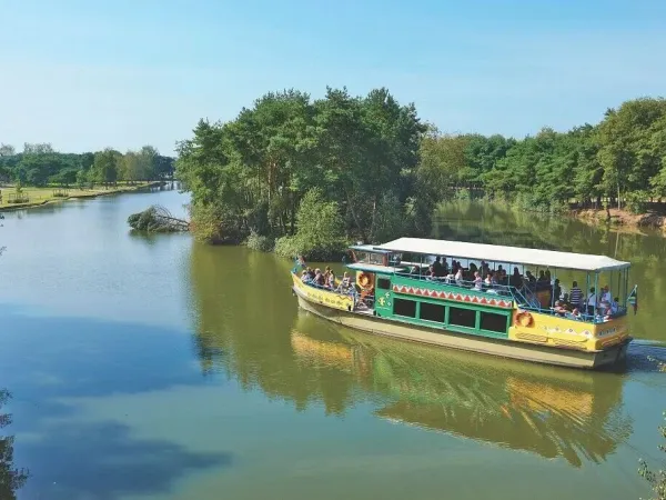 Barca safari nel Beekse Bergen, vicino al campeggio Roan Marvilla Parks Kaatsheuvel.