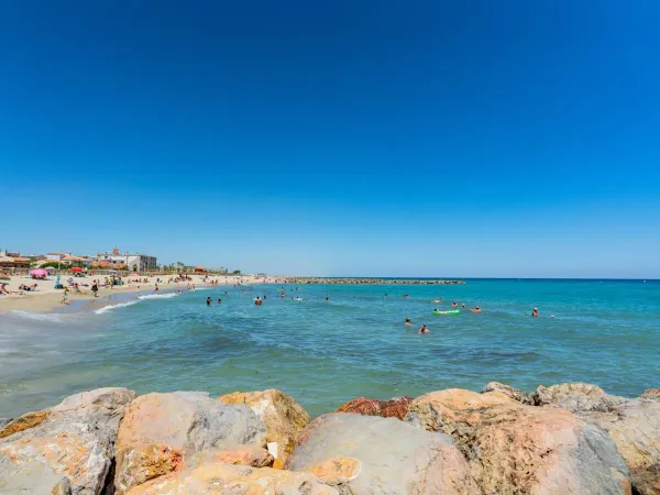 La spiaggia di Saint-Cyprien dista 800 metri dal Roan camping Le Soleil de la Méditerranée.