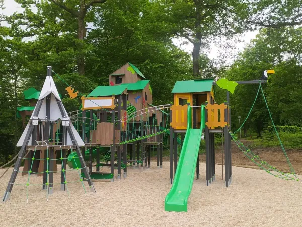 Un divertente parco giochi con scivolo al campeggio Roan Le Lac des Vieilles Forges.