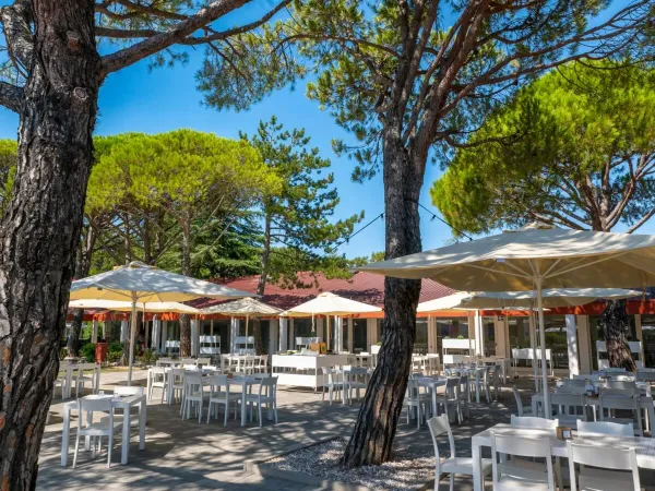 Terrazza con ombra al campeggio Roan Marina Julia Camping Village.